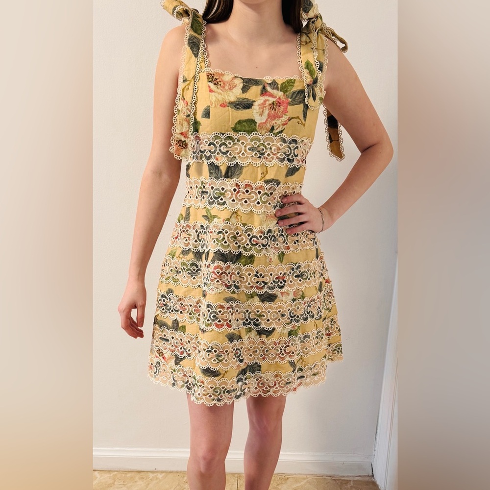 Floral Lace Yellow Dress